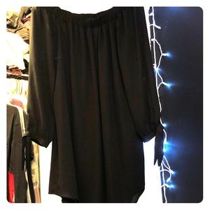 Off shoulder mini black dress